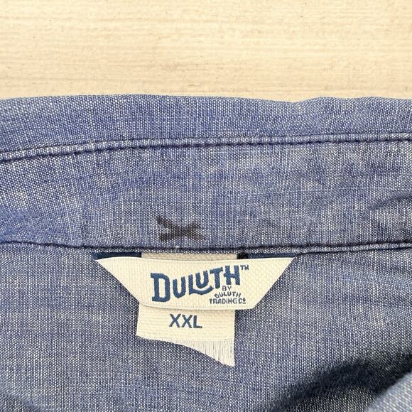 DULUTH Trading Co Chambray Shirt Dress 2XL Rootstock Denim Blue Utility Western - Picture 9 of 15